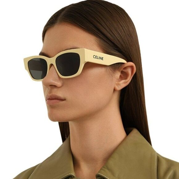 NEW Celine CL40197U 39A MONOCHROMS Light Brown Smoke Unisex Cat Eye Sunglasses - Picture 3 of 13